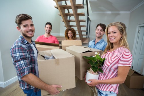 Packed belongings ready for collection by a West Kensington man and van