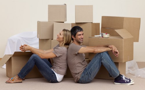 Local removals team navigating access challenges in a West Kensington property