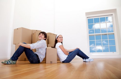 Packed household items prepared for removal truck hire