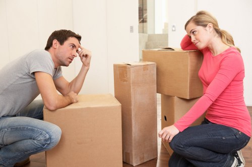 Professional man and van service handling household items in West Kensington