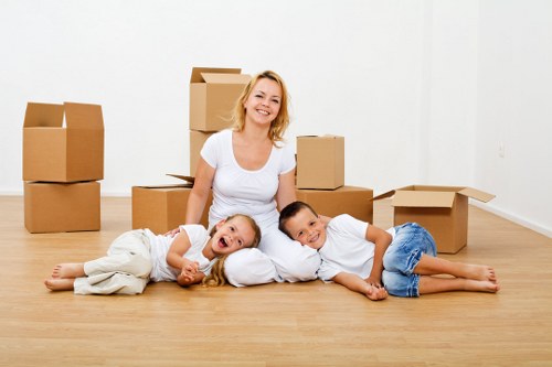 Careful handling of office boxes and workstations during a local move
