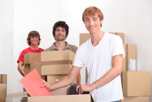 Piano moving equipment prepared for a residential move in West Kensington